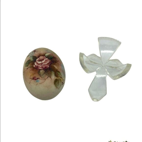 Vintage Floral Signed Artist Egg with Stand - Picture 5 of 10